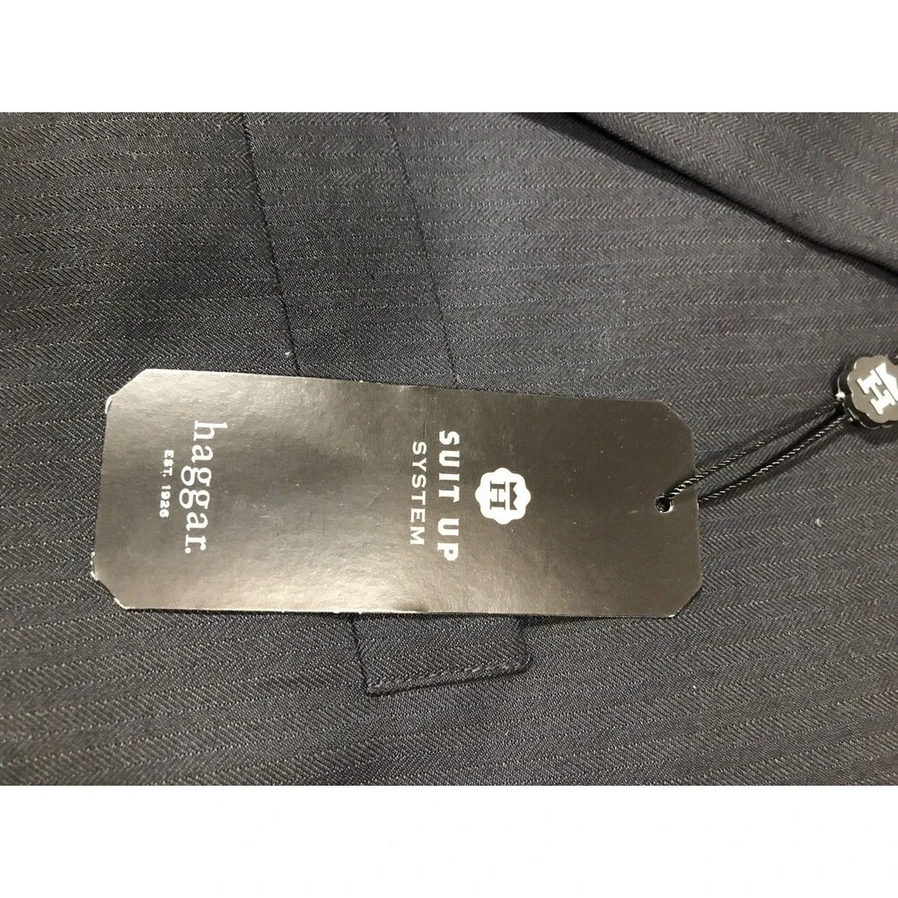 Haggar Blazer Mens 42 Long Grey/black Suit Jacket Two Button Suit Up System New